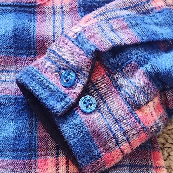 L.L. BEAN Women’s Hoodie Small Blue Pink Fleece Lined Plaid Work Barn Chore - Picture 11 of 12
